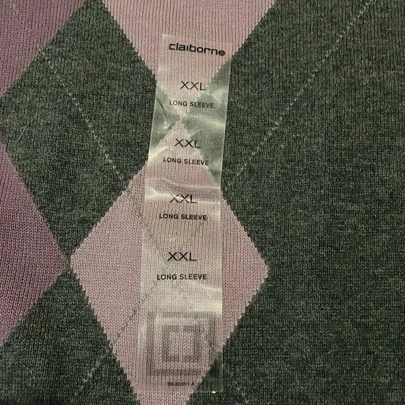 Claiborne men’s argyle sweater V-neck Gray & purple Size XXL NWOT Preppy - Picture 7 of 11